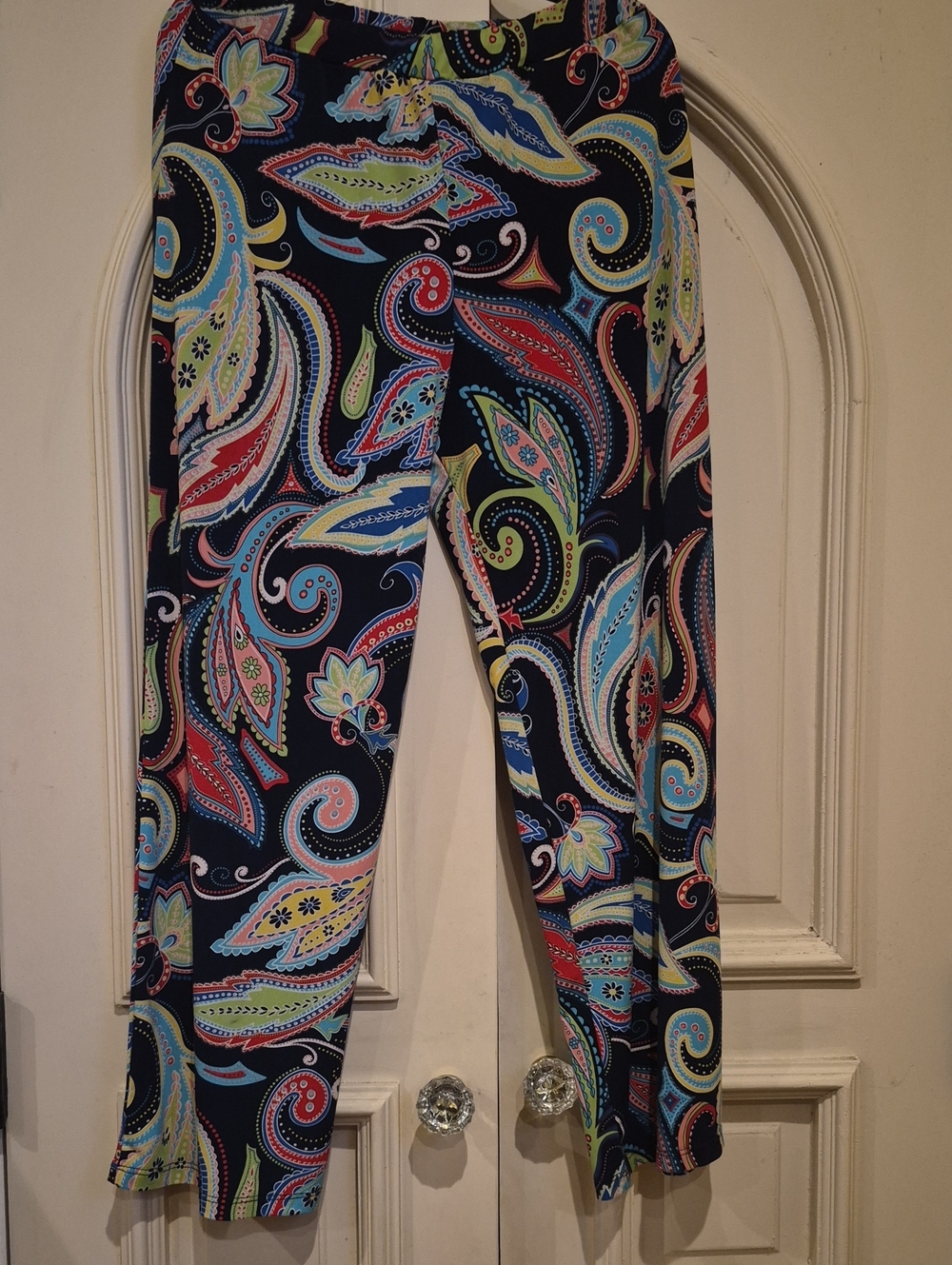 Cha Cha VZente Navy Paisley Widw Leg Pants with Multicolor Print